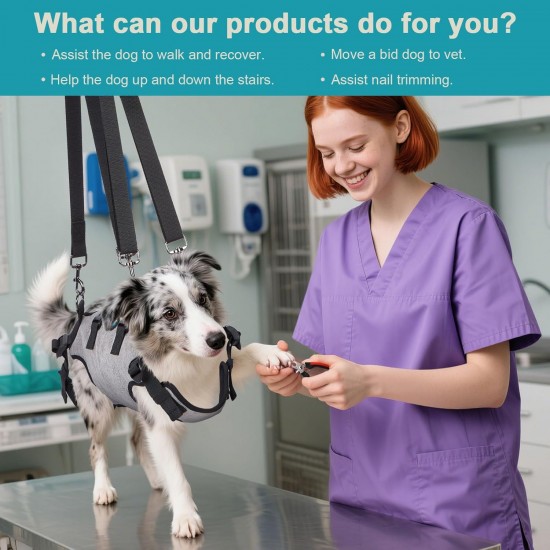 Ownpets Carrying Aid Harness, Lifting Harness for Medium Dogs, Sling for Medium Dogs, Full Body Harness, Dog Carry Bag with Shoulder Strap, Soft, Waterproof, Adjustable, Grey, XL Ownpets Carrying Aid Harness, Lifting Harness for Medium Dogs, Sling for Medium Dogs, Full Body Harness, Dog Carry Bag with Shoulder Strap, Soft, Waterproof, Adjustable, Grey, XL