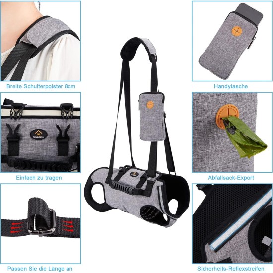Ownpets Carrying Aid Harness, Lifting Harness for Small Dogs, Sling for Small Dogs, Full Body Harness, Dog Carry Bag with Shoulder Strap, Soft, Waterproof, Adjustable, Grey, M Ownpets Carrying Aid Harness, Lifting Harness for Small Dogs, Sling for Small Dogs, Full Body Harness, Dog Carry Bag with Shoulder Strap, Soft, Waterproof, Adjustable, Grey, M