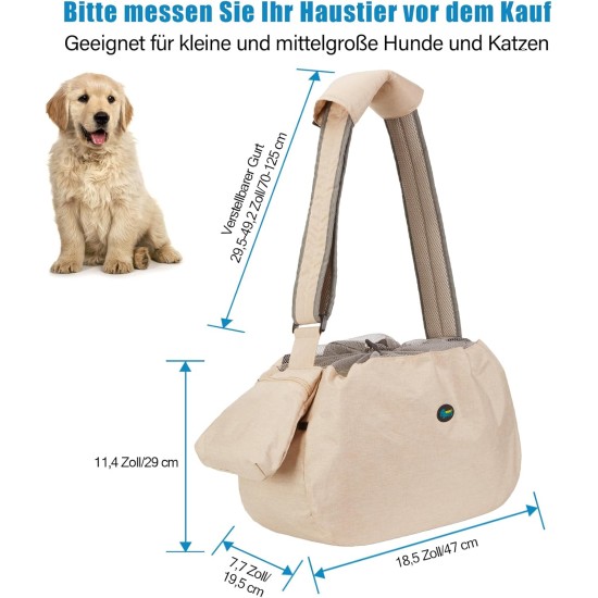 Ownpets Dog Carrier Bag, Large Dog Bag up to 11 kg, Dog Sling Reversible and Hands-Free Dog Bag with Adjustable Strap and Shoulder Pad for Outdoor Use Ownpets Dog Carrier Bag, Large Dog Bag up to 11 kg, Dog Sling Reversible and Hands-Free Dog Bag with Adjustable Strap and Shoulder Pad for Outdoor Use