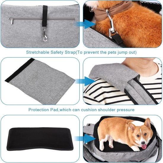 Ownpets Dog Carrier Bag, Large Dog Bag up to 11 kg, Dog Sling Reversible and Hands-Free Dog Bag with Adjustable Strap and Shoulder Pad for Outdoor Use Ownpets Dog Carrier Bag, Large Dog Bag up to 11 kg, Dog Sling Reversible and Hands-Free Dog Bag with Adjustable Strap and Shoulder Pad for Outdoor Use