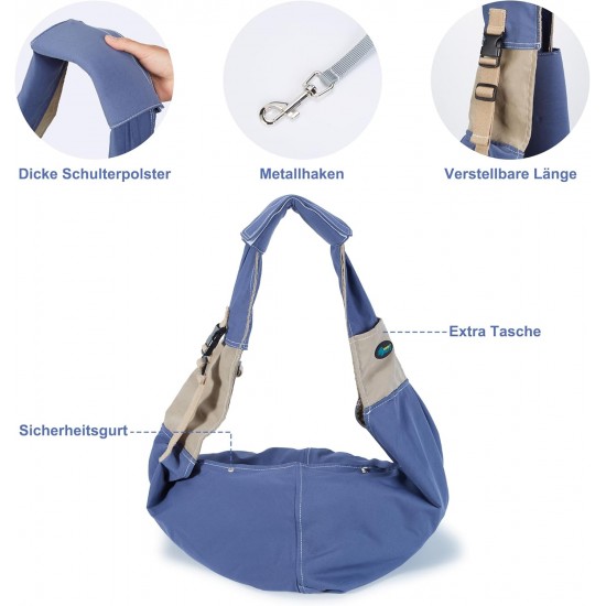 Ownpets Dog Carry Bag, Dog Carrier Transport Bag for Small Dogs up to 8 kg, Sling Dogs, Adjustable Shoulder Strap, Suitable for Puppies and Cats Outdoors, Blue Ownpets Dog Carry Bag, Dog Carrier Transport Bag for Small Dogs up to 8 kg, Sling Dogs, Adjustable Shoulder Strap, Suitable for Puppies and Cats Outdoors, Blue