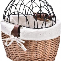 Ozgkee Bicycle Carrier, Dog Basket, Front Basket, Wicker Braided Bicycle Basket, Pet Carrier Basket for Dogs, Puppies, Cats Ozgkee Bicycle Carrier, Dog Basket, Front Basket, Wicker Braided Bicycle Basket, Pet Carrier Basket for Dogs, Puppies, Cats