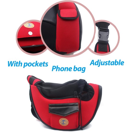 PETCUTE Carry Bag Dog Bag for Small Dogs Portable Hands Free Dog Carrier Puppy Breathable Mesh Transport Bag 9 kg Red PETCUTE Carry Bag Dog Bag for Small Dogs Portable Hands Free Dog Carrier Puppy Breathable Mesh Transport Bag 9 kg Red