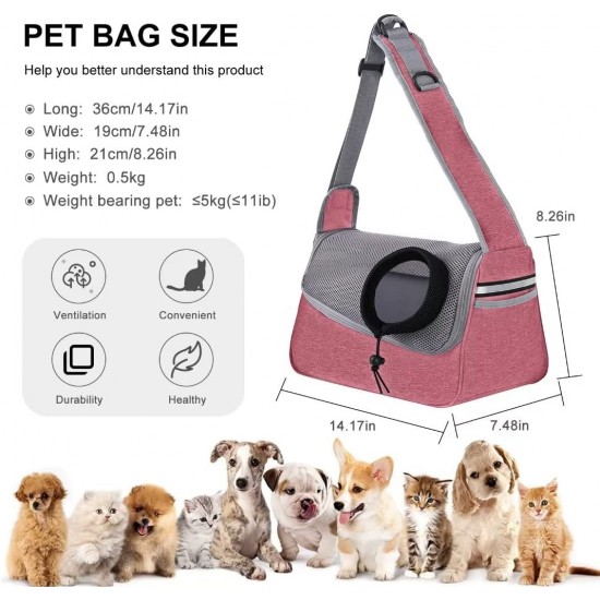 PETCUTE Dog Carrier Bag, Adjustable Dog Carrier with Collar Hooks and Pockets, Breathable Sling Dog Pet Shoulder Bag Dog Carry Bag for Small Dogs up to 5 kg PETCUTE Dog Carrier Bag, Adjustable Dog Carrier with Collar Hooks and Pockets, Breathable Sling Dog Pet Shoulder Bag Dog Carry Bag for Small Dogs up to 5 kg