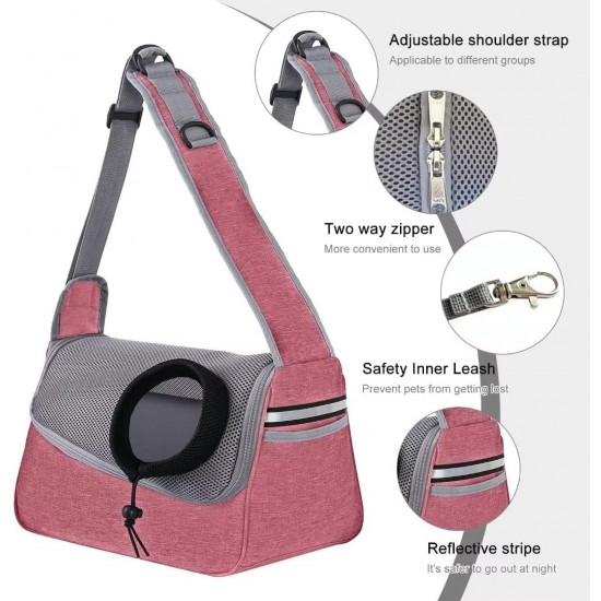 PETCUTE Dog Carrier Bag, Adjustable Dog Carrier with Collar Hooks and Pockets, Breathable Sling Dog Pet Shoulder Bag Dog Carry Bag for Small Dogs up to 5 kg PETCUTE Dog Carrier Bag, Adjustable Dog Carrier with Collar Hooks and Pockets, Breathable Sling Dog Pet Shoulder Bag Dog Carry Bag for Small Dogs up to 5 kg