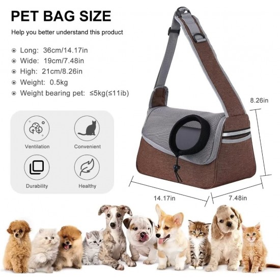 PETCUTE Dog Carrier Bag, Adjustable Dog Carrier with Collar Hooks and Pockets, Breathable Sling Dog Pet Shoulder Bag Dog Carry Bag for Small Dogs up to 5 kg PETCUTE Dog Carrier Bag, Adjustable Dog Carrier with Collar Hooks and Pockets, Breathable Sling Dog Pet Shoulder Bag Dog Carry Bag for Small Dogs up to 5 kg