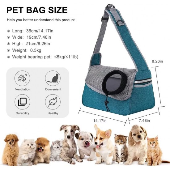 PETCUTE Dog Carrier Bag, Adjustable Dog Carrier with Collar Hooks and Pockets, Breathable Sling Dog Pet Shoulder Bag Dog Carry Bag for Small Dogs up to 5 kg PETCUTE Dog Carrier Bag, Adjustable Dog Carrier with Collar Hooks and Pockets, Breathable Sling Dog Pet Shoulder Bag Dog Carry Bag for Small Dogs up to 5 kg
