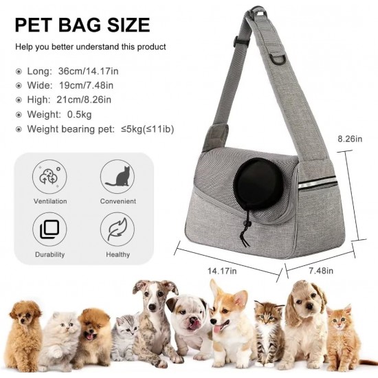 PETCUTE Dog Carrier Bag, Adjustable Dog Carrier with Collar Hooks and Pockets, Breathable Sling Dog Pet Shoulder Bag Dog Carry Bag for Small Dogs up to 5 kg PETCUTE Dog Carrier Bag, Adjustable Dog Carrier with Collar Hooks and Pockets, Breathable Sling Dog Pet Shoulder Bag Dog Carry Bag for Small Dogs up to 5 kg
