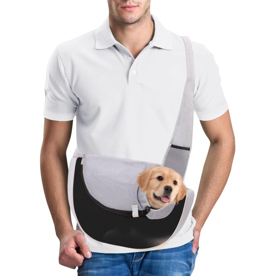 PETCUTE Dog Carrier Bag, Adjustable Transport Bag for Pets, Puppies Shoulder Bag for Outdoor Travel, Breathable Pet Carrier Bag with Safety Lead, Up to 4 kg, Black, S PETCUTE Dog Carrier Bag, Adjustable Transport Bag for Pets, Puppies Shoulder Bag for Outdoor Travel, Breathable Pet Carrier Bag with Safety Lead, Up to 4 kg, Black, S