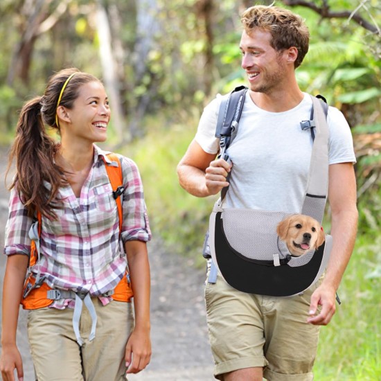 PETCUTE Dog Carrier Bag, Adjustable Transport Bag for Pets, Puppies Shoulder Bag for Outdoor Travel, Breathable Pet Carrier Bag with Safety Lead, Up to 4 kg, Black, S PETCUTE Dog Carrier Bag, Adjustable Transport Bag for Pets, Puppies Shoulder Bag for Outdoor Travel, Breathable Pet Carrier Bag with Safety Lead, Up to 4 kg, Black, S