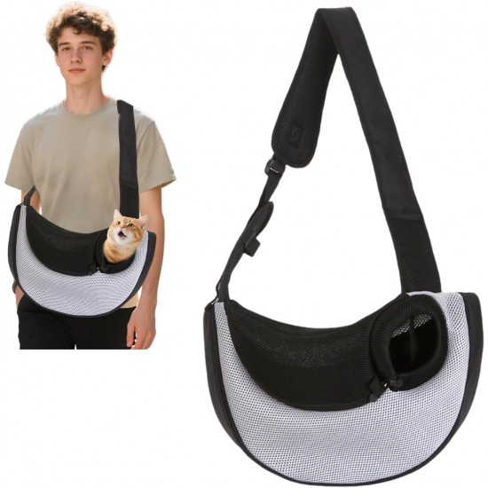 PETCUTE Dog Carrier Bag, Breathable Dog Bag, Adjustable Carry Bag Dog with Front Pocket, Pet Shoulder Bag for Pets, Dog Carry Bags for Outdoor Travel, Grey, S PETCUTE Dog Carrier Bag, Breathable Dog Bag, Adjustable Carry Bag Dog with Front Pocket, Pet Shoulder Bag for Pets, Dog Carry Bags for Outdoor Travel, Grey, S
