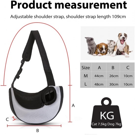 PETCUTE Dog Carrier Bag, Breathable Dog Bag, Adjustable Carry Bag Dog with Front Pocket, Pet Shoulder Bag for Pets, Dog Carry Bags for Outdoor Travel, Grey, S PETCUTE Dog Carrier Bag, Breathable Dog Bag, Adjustable Carry Bag Dog with Front Pocket, Pet Shoulder Bag for Pets, Dog Carry Bags for Outdoor Travel, Grey, S