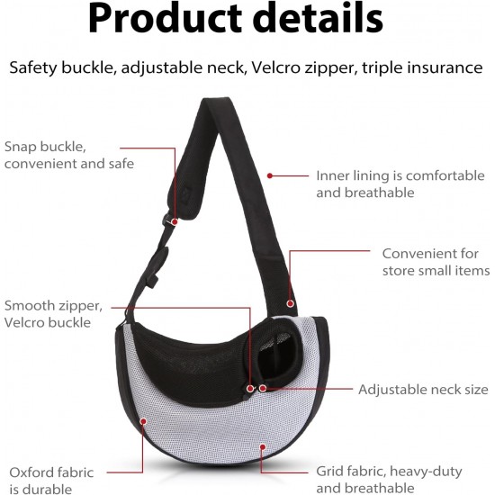 PETCUTE Dog Carrier Bag, Breathable Dog Bag, Adjustable Carry Bag Dog with Front Pocket, Pet Shoulder Bag for Pets, Dog Carry Bags for Outdoor Travel, Grey, S PETCUTE Dog Carrier Bag, Breathable Dog Bag, Adjustable Carry Bag Dog with Front Pocket, Pet Shoulder Bag for Pets, Dog Carry Bags for Outdoor Travel, Grey, S