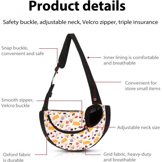 PETCUTE Dog Carrier Bag, Breathable Dog Bag, Adjustable Carry Bag Dog with Front Pocket, Pet Shoulder Bag for Pets, Dog Carry Bags for Outdoor Travel, Grey, S PETCUTE Dog Carrier Bag, Breathable Dog Bag, Adjustable Carry Bag Dog with Front Pocket, Pet Shoulder Bag for Pets, Dog Carry Bags for Outdoor Travel, Grey, S