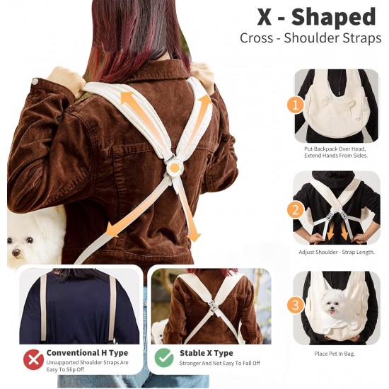 PETCUTE Dog Carrier Bags for Small Dogs, Washable Dog Carrier, Hands-Free Pet Carrier with Safety Belt, Removable Base Plate, Cat Carry Bag, Reduces Back Pain PETCUTE Dog Carrier Bags for Small Dogs, Washable Dog Carrier, Hands-Free Pet Carrier with Safety Belt, Removable Base Plate, Cat Carry Bag, Reduces Back Pain