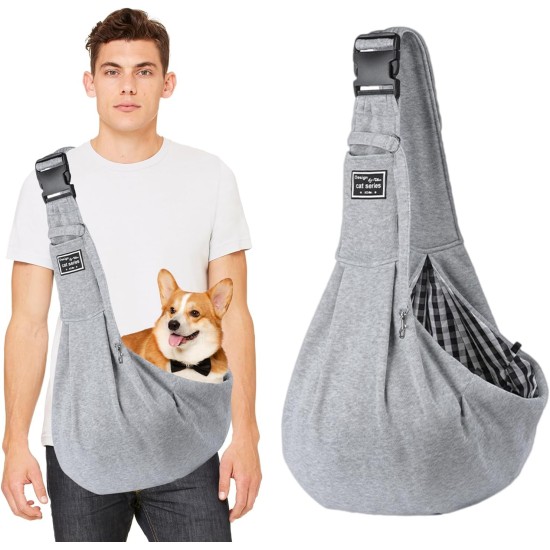 PETCUTE Dog Carry Bag, Transport Bag for Dogs and Small Pets up to 7.5 kg, Dog Sling with Adjustable Secure Shoulder Strap, Front Pocket for Outdoor Walks, Black PETCUTE Dog Carry Bag, Transport Bag for Dogs and Small Pets up to 7.5 kg, Dog Sling with Adjustable Secure Shoulder Strap, Front Pocket for Outdoor Walks, Black