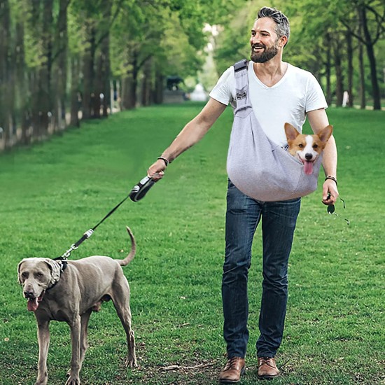 PETCUTE Dog Carry Bag, Transport Bag for Dogs and Small Pets up to 7.5 kg, Dog Sling with Adjustable Secure Shoulder Strap, Front Pocket for Outdoor Walks, Black PETCUTE Dog Carry Bag, Transport Bag for Dogs and Small Pets up to 7.5 kg, Dog Sling with Adjustable Secure Shoulder Strap, Front Pocket for Outdoor Walks, Black