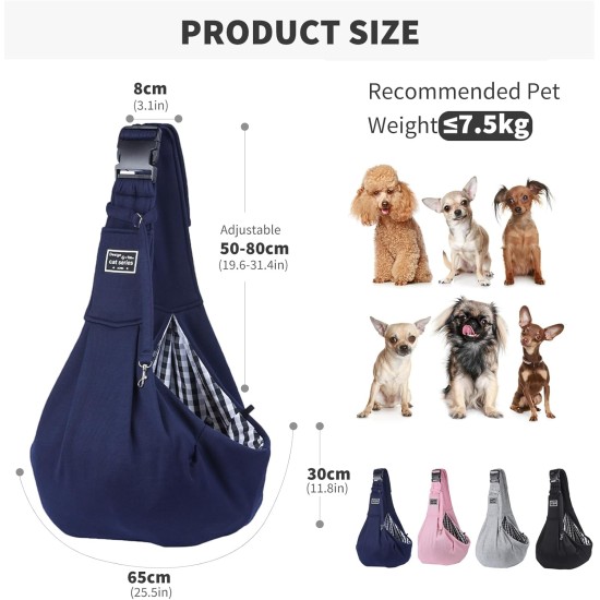 PETCUTE Dog Carry Bag, Transport Bag for Dogs and Small Pets up to 7.5 kg, Dog Sling with Adjustable Secure Shoulder Strap, Front Pocket for Outdoor Walks, Black PETCUTE Dog Carry Bag, Transport Bag for Dogs and Small Pets up to 7.5 kg, Dog Sling with Adjustable Secure Shoulder Strap, Front Pocket for Outdoor Walks, Black