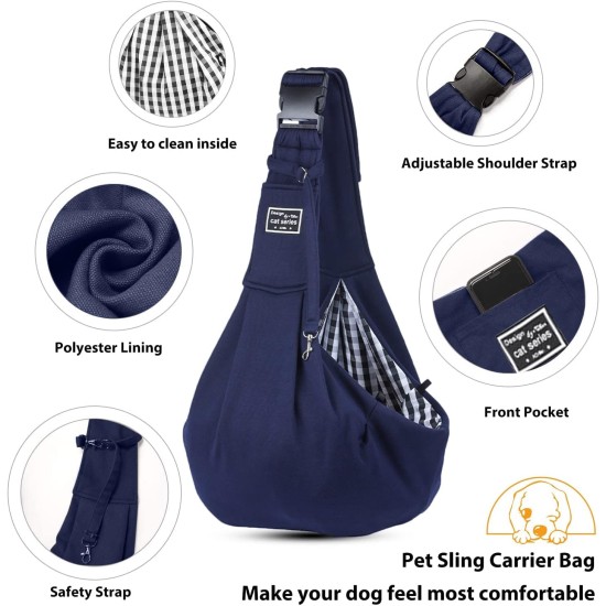PETCUTE Dog Carry Bag, Transport Bag for Dogs and Small Pets up to 7.5 kg, Dog Sling with Adjustable Secure Shoulder Strap, Front Pocket for Outdoor Walks, Black PETCUTE Dog Carry Bag, Transport Bag for Dogs and Small Pets up to 7.5 kg, Dog Sling with Adjustable Secure Shoulder Strap, Front Pocket for Outdoor Walks, Black