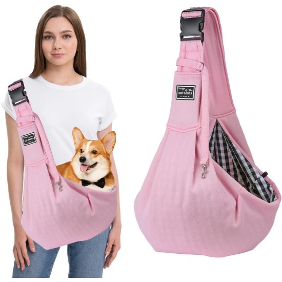 PETCUTE Dog Carry Bag, Transport Bag for Dogs and Small Pets up to 7.5 kg, Dog Sling with Adjustable Secure Shoulder Strap, Front Pocket for Outdoor Walks, Black PETCUTE Dog Carry Bag, Transport Bag for Dogs and Small Pets up to 7.5 kg, Dog Sling with Adjustable Secure Shoulder Strap, Front Pocket for Outdoor Walks, Black