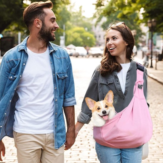 PETCUTE Dog Carry Bag, Transport Bag for Dogs and Small Pets up to 7.5 kg, Dog Sling with Adjustable Secure Shoulder Strap, Front Pocket for Outdoor Walks, Black PETCUTE Dog Carry Bag, Transport Bag for Dogs and Small Pets up to 7.5 kg, Dog Sling with Adjustable Secure Shoulder Strap, Front Pocket for Outdoor Walks, Black