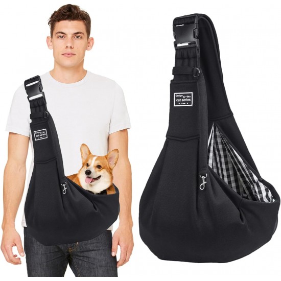 PETCUTE Dog Carry Bag, Transport Bag for Dogs and Small Pets up to 7.5 kg, Dog Sling with Adjustable Secure Shoulder Strap, Front Pocket for Outdoor Walks, Black PETCUTE Dog Carry Bag, Transport Bag for Dogs and Small Pets up to 7.5 kg, Dog Sling with Adjustable Secure Shoulder Strap, Front Pocket for Outdoor Walks, Black