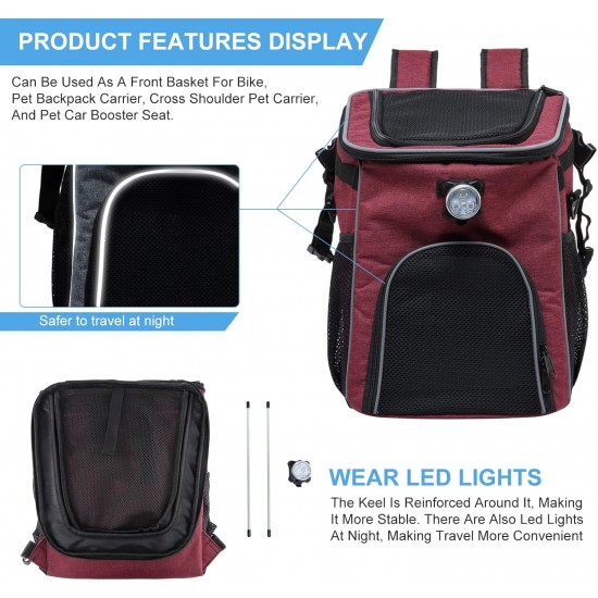 PETCUTE Pet Bicycle Bag for Dogs Cats, Foldable Dog Basket Bicycle Front with Side Pockets, Breathable Bicycle Basket Front for Small Medium Dogs with Reflective Bands and Light PETCUTE Pet Bicycle Bag for Dogs Cats, Foldable Dog Basket Bicycle Front with Side Pockets, Breathable Bicycle Basket Front for Small Medium Dogs with Reflective Bands and Light