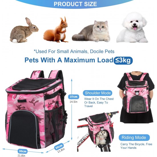 PETCUTE Pet Bicycle Bag for Dogs Cats, Foldable Dog Basket Bicycle Front with Side Pockets, Breathable Bicycle Basket Front for Small Medium Dogs with Reflective Bands and Light PETCUTE Pet Bicycle Bag for Dogs Cats, Foldable Dog Basket Bicycle Front with Side Pockets, Breathable Bicycle Basket Front for Small Medium Dogs with Reflective Bands and Light