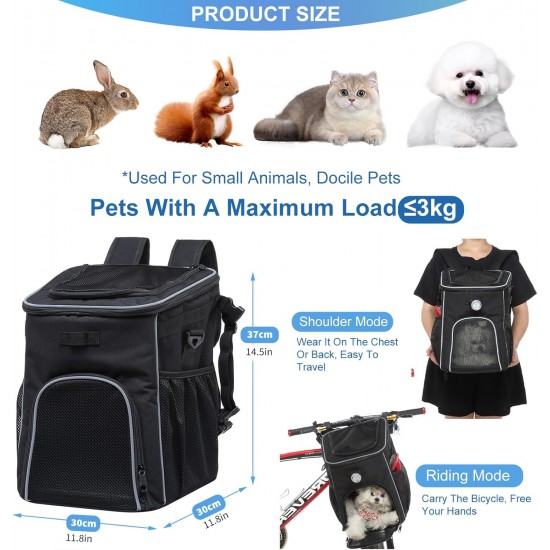 PETCUTE Pet Bicycle Bag for Dogs Cats, Foldable Dog Basket Bicycle Front with Side Pockets, Breathable Bicycle Basket Front for Small Medium Dogs with Reflective Bands and Light PETCUTE Pet Bicycle Bag for Dogs Cats, Foldable Dog Basket Bicycle Front with Side Pockets, Breathable Bicycle Basket Front for Small Medium Dogs with Reflective Bands and Light