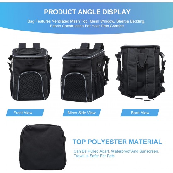 PETCUTE Pet Bicycle Bag for Dogs Cats, Foldable Dog Basket Bicycle Front with Side Pockets, Breathable Bicycle Basket Front for Small Medium Dogs with Reflective Bands and Light PETCUTE Pet Bicycle Bag for Dogs Cats, Foldable Dog Basket Bicycle Front with Side Pockets, Breathable Bicycle Basket Front for Small Medium Dogs with Reflective Bands and Light