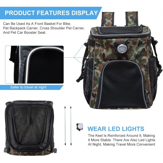 PETCUTE Pet Bicycle Bag for Dogs Cats, Foldable Dog Basket Bicycle Front with Side Pockets, Breathable Bicycle Basket Front for Small Medium Dogs with Reflective Bands and Light PETCUTE Pet Bicycle Bag for Dogs Cats, Foldable Dog Basket Bicycle Front with Side Pockets, Breathable Bicycle Basket Front for Small Medium Dogs with Reflective Bands and Light