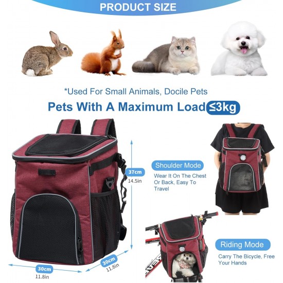 PETCUTE Pet Bicycle Bag for Dogs Cats, Foldable Dog Basket Bicycle Front with Side Pockets, Breathable Bicycle Basket Front for Small Medium Dogs with Reflective Bands and Light PETCUTE Pet Bicycle Bag for Dogs Cats, Foldable Dog Basket Bicycle Front with Side Pockets, Breathable Bicycle Basket Front for Small Medium Dogs with Reflective Bands and Light