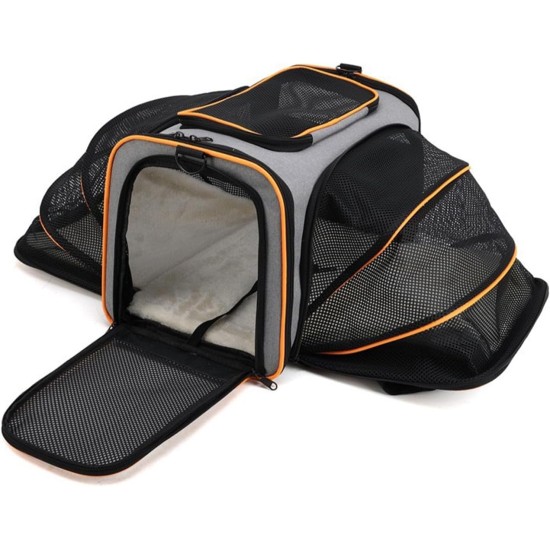 PETCUTE Transport Bag Cat and Dogs, Foldable Cat Transport Box Dog Bag with Removable Mat, Safety Lead, Breathable Transport Bag for Pets in the Car for Travel PETCUTE Transport Bag Cat and Dogs, Foldable Cat Transport Box Dog Bag with Removable Mat, Safety Lead, Breathable Transport Bag for Pets in the Car for Travel