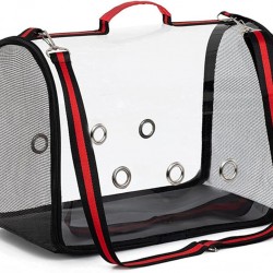 PETCUTE Vogel Papageien Tragetasche,Atmungsaktive Vogel Transporttasche Transportbox mit Verstellbarer Schultergurt,Transparent Katzentransportbox Hundetragetasche mit Belüftete Bohrung,Rot,M PETCUTE Vogel Papageien Tragetasche,Atmungsaktive Vogel Transporttasche Transportbox mit Verstellbarer Schultergurt,Transparent Katzentransportbox Hundetragetasche mit Belüftete Bohrung,Rot,M