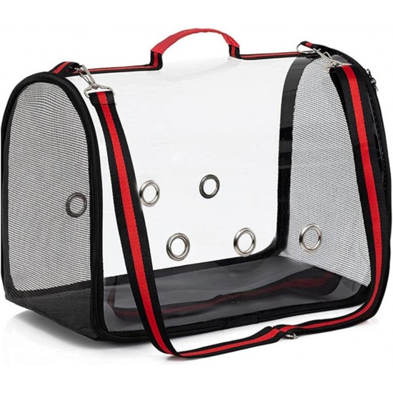 PETCUTE Vogel Papageien Tragetasche,Atmungsaktive Vogel Transporttasche Transportbox mit Verstellbarer Schultergurt,Transparent Katzentransportbox Hundetragetasche mit Belüftete Bohrung,Rot,M PETCUTE Vogel Papageien Tragetasche,Atmungsaktive Vogel Transporttasche Transportbox mit Verstellbarer Schultergurt,Transparent Katzentransportbox Hundetragetasche mit Belüftete Bohrung,Rot,M