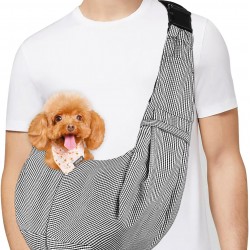 PETLOFT Dog Sling Reversible Small Dog Carrier, Adjustable Pet Sling Hands-Free Cross Body Carrier with Collar for Dog/Cat/Rabbit (Black White Grid) PETLOFT Dog Sling Reversible Small Dog Carrier, Adjustable Pet Sling Hands-Free Cross Body Carrier with Collar for Dog/Cat/Rabbit (Black White Grid)