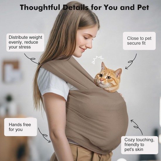 Pawaboo Pet Carrier Sling for Small Dogs and Cats, Hands-Free Dog Carrier Sling, Anti-Anxiety Soft Cotton Front Cat Carrier Bag, Papoose, Puppy, Kitten Bag, Brown Pawaboo Pet Carrier Sling for Small Dogs and Cats, Hands-Free Dog Carrier Sling, Anti-Anxiety Soft Cotton Front Cat Carrier Bag, Papoose, Puppy, Kitten Bag, Brown