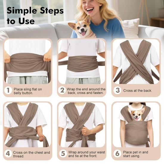 Pawaboo Pet Carrier Sling for Small Dogs and Cats, Hands-Free Dog Carrier Sling, Anti-Anxiety Soft Cotton Front Cat Carrier Bag, Papoose, Puppy, Kitten Bag, Brown Pawaboo Pet Carrier Sling for Small Dogs and Cats, Hands-Free Dog Carrier Sling, Anti-Anxiety Soft Cotton Front Cat Carrier Bag, Papoose, Puppy, Kitten Bag, Brown