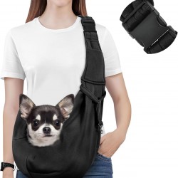 Pawaboo Sling for Small Dogs, Reversible Puppy Carrier, Hands-Free Dog Sling Carry Bag for Small Dogs and Cats with Adjustable Strap, Buckle & Safety Harness, Black Pawaboo Sling for Small Dogs, Reversible Puppy Carrier, Hands-Free Dog Sling Carry Bag for Small Dogs and Cats with Adjustable Strap, Buckle & Safety Harness, Black
