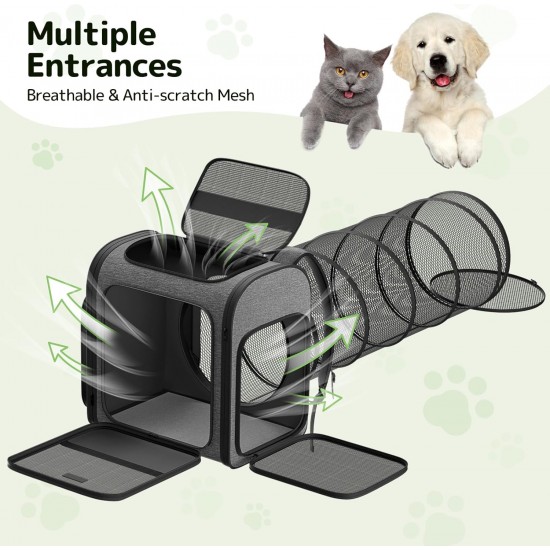 Pawtners Cat Carrier Backpacks with Expandable Cat Play Tunnel, Airline Approved Pet Backpack for Small Dogs and Large Cats up to 25 lbs, Foldable Pawtners Cat Carrier Backpacks with Expandable Cat Play Tunnel, Airline Approved Pet Backpack for Small Dogs and Large Cats up to 25 lbs, Foldable