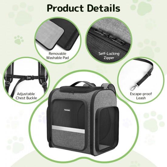 Pawtners Cat Carrier Backpacks with Expandable Cat Play Tunnel, Airline Approved Pet Backpack for Small Dogs and Large Cats up to 25 lbs, Foldable Pawtners Cat Carrier Backpacks with Expandable Cat Play Tunnel, Airline Approved Pet Backpack for Small Dogs and Large Cats up to 25 lbs, Foldable