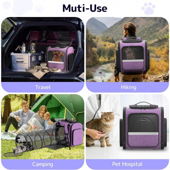 Pawtners Cat Carrier Backpacks with Expandable Cat Play Tunnel, Airline Approved Pet Backpack for Small Dogs and Large Cats up to 25 lbs, Foldable Pawtners Cat Carrier Backpacks with Expandable Cat Play Tunnel, Airline Approved Pet Backpack for Small Dogs and Large Cats up to 25 lbs, Foldable
