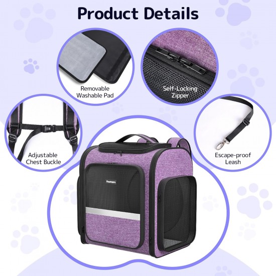 Pawtners Cat Carrier Backpacks with Expandable Cat Play Tunnel, Airline Approved Pet Backpack for Small Dogs and Large Cats up to 25 lbs, Foldable Pawtners Cat Carrier Backpacks with Expandable Cat Play Tunnel, Airline Approved Pet Backpack for Small Dogs and Large Cats up to 25 lbs, Foldable