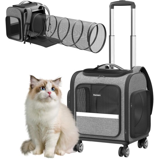 Pawtners Cat Carrier Backpacks with Expandable Cat Play Tunnel, Airline Approved Pet Backpack for Small Dogs and Large Cats up to 25 lbs, Foldable Cat Travel Carrier Pawtners Cat Carrier Backpacks with Expandable Cat Play Tunnel, Airline Approved Pet Backpack for Small Dogs and Large Cats up to 25 lbs, Foldable Cat Travel Carrier