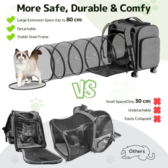 Pawtners Cat Carrier Backpacks with Expandable Cat Play Tunnel, Airline Approved Pet Backpack for Small Dogs and Large Cats up to 25 lbs, Foldable Cat Travel Carrier Pawtners Cat Carrier Backpacks with Expandable Cat Play Tunnel, Airline Approved Pet Backpack for Small Dogs and Large Cats up to 25 lbs, Foldable Cat Travel Carrier
