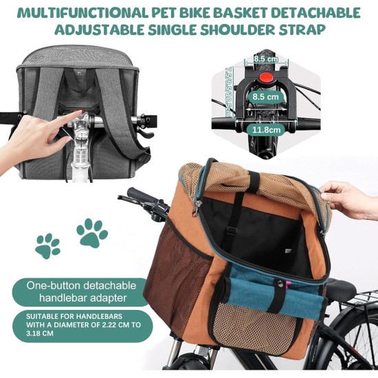Pet Bicycle Basket, Dog Bicycle Basket, Bicycle Front Basket, Foldable Waterproof Dog Bicycle Handlebar Basket, Bicycle Basket for Pets, Shopping, Camping and Outdoor (Blue) Pet Bicycle Basket, Dog Bicycle Basket, Bicycle Front Basket, Foldable Waterproof Dog Bicycle Handlebar Basket, Bicycle Basket for Pets, Shopping, Camping and Outdoor (Blue)
