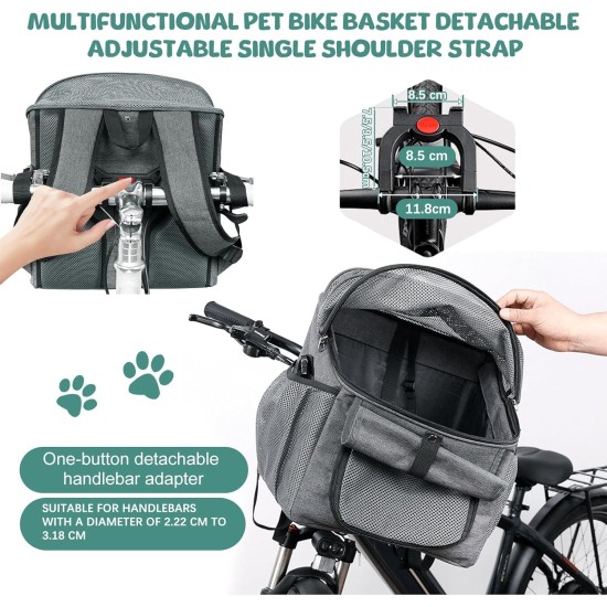 Pet Bicycle Basket, Dog Bicycle Basket, Bicycle Front Basket, Foldable Waterproof Dog Bicycle Handlebar Basket, Bicycle Basket for Pets, Shopping, Camping and Outdoor (Blue) Pet Bicycle Basket, Dog Bicycle Basket, Bicycle Front Basket, Foldable Waterproof Dog Bicycle Handlebar Basket, Bicycle Basket for Pets, Shopping, Camping and Outdoor (Blue)