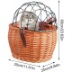 Pet Bicycle Basket, Willow Bicycle Basket for Small Dogs Cats Pet Carrier Bicycle Basket with Wire Mesh Cover, Bicycle Carrier Basket for Pets, Toys, Books, Vegetables