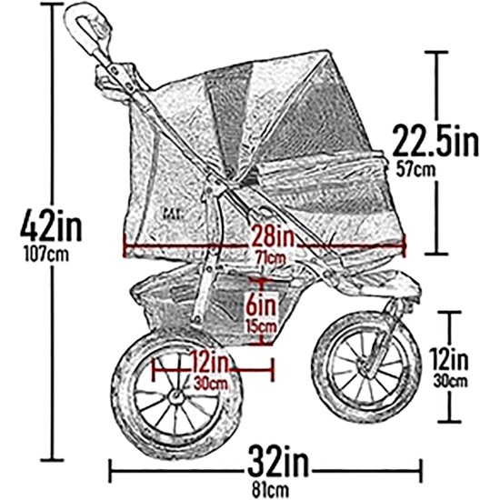 Pet Gear AT3 Zipped Pet Stroller - Summit Grey Pet Gear AT3 Zipped Pet Stroller - Summit Grey