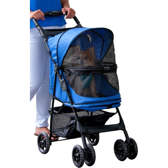 Pet Gear Happy Trails No-Zip Stroller, Sapphire Blue Pet Gear Happy Trails No-Zip Stroller, Sapphire Blue